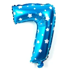 PALLONCINO NUMERO 7 AZZURRO STELLE BIANCHE 35CM ELIO DECORAZIONE PARTY FESTA