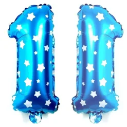 PALLONCINO NUMERO 1 AZZURRO STELLE BIANCHE 35CM ELIO DECORAZIONE PARTY FESTA