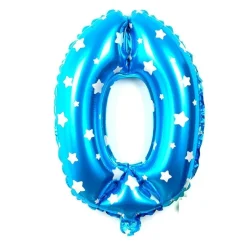 PALLONCINO NUMERO 0 AZZURRO STELLE BIANCHE 35CM ELIO DECORAZIONE PARTY FESTA