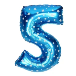 PALLONCINO NUMERO 5 AZZURRO STELLE BIANCHE 35CM ELIO DECORAZIONE PARTY FESTA