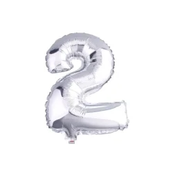 PALLONCINO NUMERO 2 GONFIABILE ELIO ARGENTO 35 CM COMPLEANNO FESTA PARTY CASA