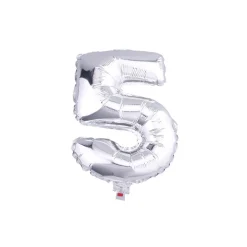 PALLONCINO NUMERO 5 GONFIABILE ELIO ARGENTO 35 CM COMPLEANNO FESTA PARTY CASA
