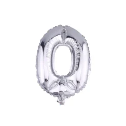 PALLONCINO NUMERO 0 GONFIABILE ELIO ARGENTO 35 CM COMPLEANNO FESTA PARTY CASA