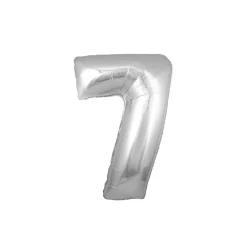 PALLONCINO NUMERO 7 GONFIABILE ELIO ARGENTO 35 CM COMPLEANNO FESTA PARTY CASA