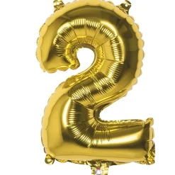 PALLONCINO NUMERO 2 ORO 35CM ELIO DECORAZIONE COMPLEANNO PARTY FESTA