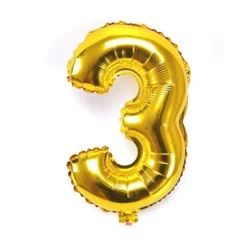 PALLONCINO NUMERO 3 ORO 35CM ELIO DECORAZIONE COMPLEANNO PARTY FESTA