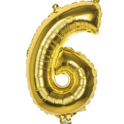 PALLONCINO NUMERO 6 ORO 35CM ELIO DECORAZIONE COMPLEANNO PARTY FESTA