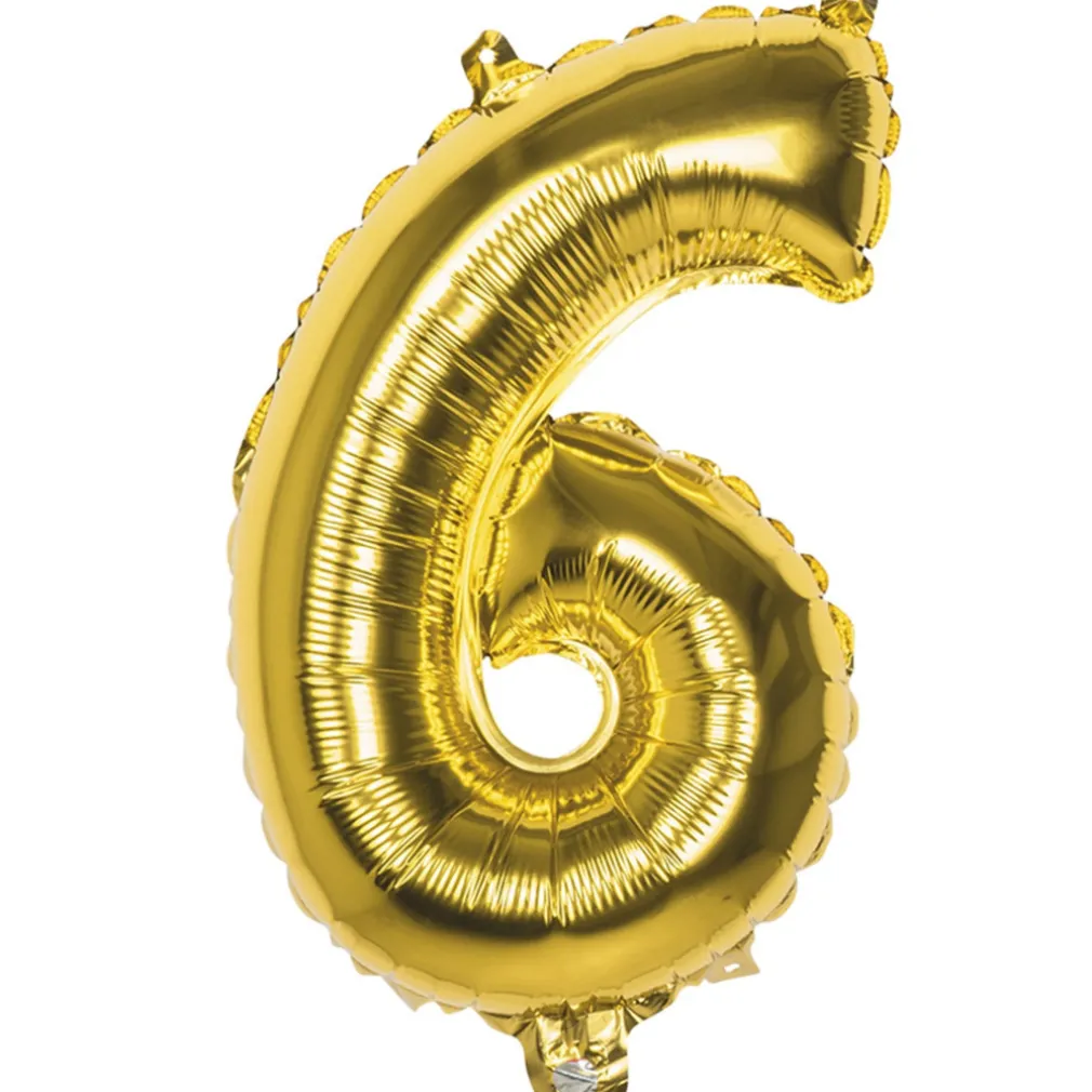 PALLONCINO NUMERO 6 ORO 35CM ELIO DECORAZIONE COMPLEANNO PARTY FESTA