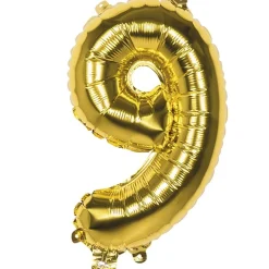 PALLONCINO NUMERO 9 ORO 35CM ELIO DECORAZIONE COMPLEANNO PARTY FESTA