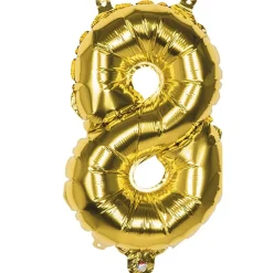 PALLONCINO NUMERO 8 ORO 35CM ELIO DECORAZIONE COMPLEANNO PARTY FESTA