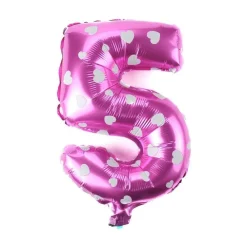 PALLONCINO NUMERO 5 ROSA CUORI CUORICINI 35CM ELIO DECORAZIONE PARTY FESTA
