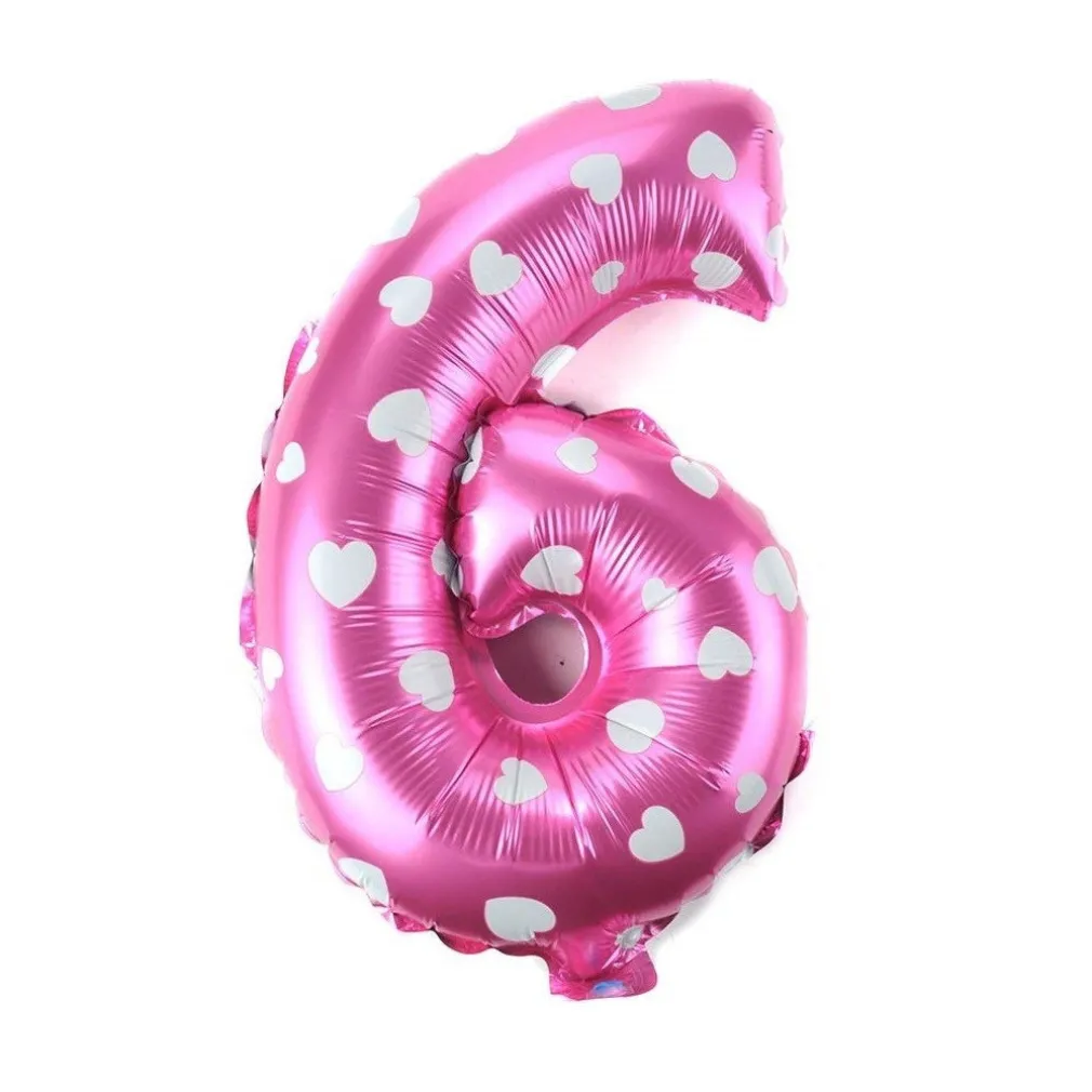 PALLONCINO NUMERO 6 ROSA CUORI CUORICINI 35CM ELIO DECORAZIONE PARTY FESTA