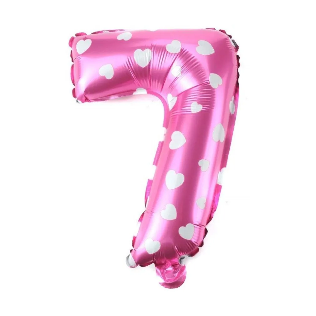 PALLONCINO NUMERO 7 ROSA CUORI CUORICINI 35CM ELIO DECORAZIONE PARTY FESTA