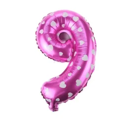 PALLONCINO NUMERO 9 ROSA CUORI CUORICINI 35CM ELIO DECORAZIONE PARTY FESTA