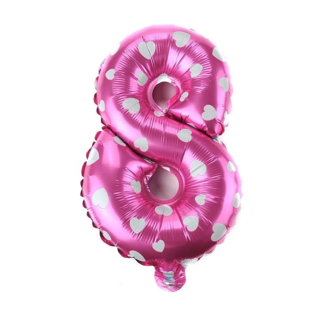 PALLONCINO NUMERO 8 ROSA CUORI CUORICINI 35CM ELIO DECORAZIONE PARTY FESTA