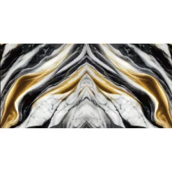 PANNELLO ADESIVO EFFETTO MARMO CON VENATURE NERE BIANCHE ORO 120X300CM PARETI PARASCHIZZI