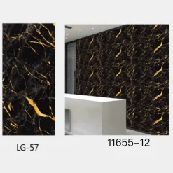 PANNELLO ADESIVO EFFETTO MARMO NERO CON ORO PARETI PARASCHIZZI 300 X 60CM STANZA