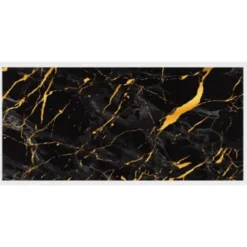 PANNELLO ADESIVO EFFETTO MARMO NERO CON ORO PARETI PARASCHIZZI 300 X 60CM STANZA