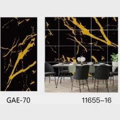 PANNELLO ADESIVO EFFETTO MARMO NERO STRIATO ORO PARETI PARASCHIZZI 300X60CM STANZA