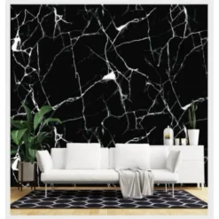 PANNELLO ADESIVO EFFETTO MARMO NERO MARMORIZZATO PARETI PARASCHIZZI 300X60CM STANZA