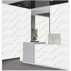 PANNELLO ADESIVO EFFETTO MARMO BIANCO CLASSICO PARETI PARASCHIZZI 300X60CM STANZA