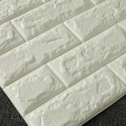 PANNELLO ADESIVO PER PARETE DECORAZIONE EFFETTO PIETRA MURO 3D 70 X 60 CM BIANCO