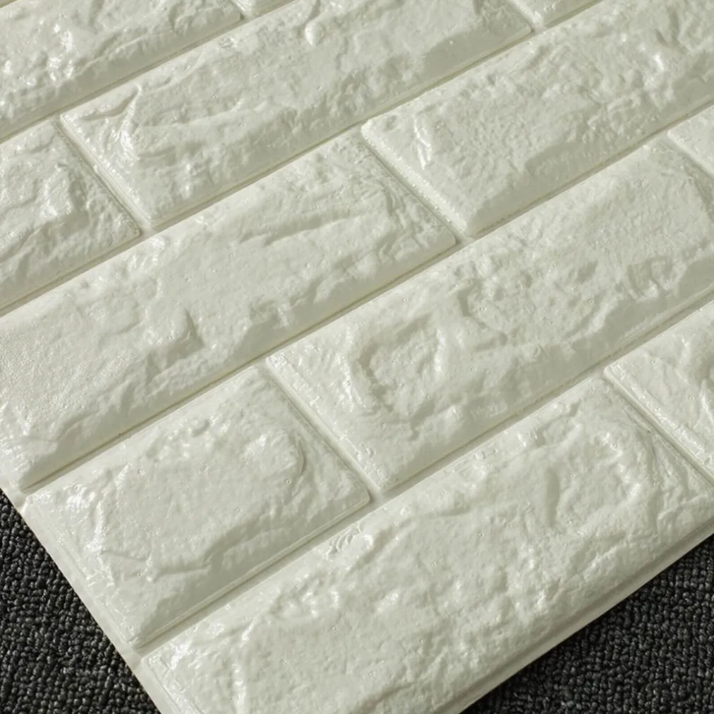 PANNELLO ADESIVO PER PARETE DECORAZIONE EFFETTO PIETRA MURO 3D 70 X 60 CM BIANCO