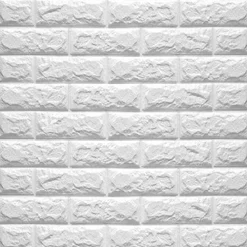 PANNELLO ADESIVO PER PARETE DECORAZIONE EFFETTO PIETRA MURO 3D 70 X 60 CM BIANCO