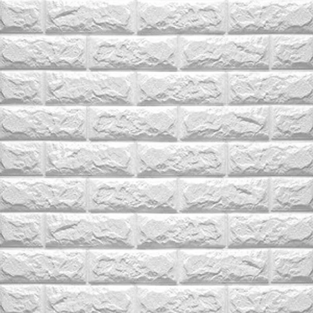 PANNELLO ADESIVO PER PARETE DECORAZIONE EFFETTO PIETRA MURO 3D 70 X 60 CM BIANCO
