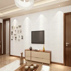 PANNELLO ADESIVO PER PARETE DECORAZIONE EFFETTO PIETRA MURO 3D 70 X 60 CM BIANCO