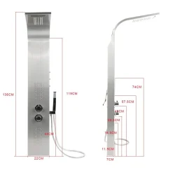 PANNELLO COLONNA DOCCIA CASCATA PIOGGIA UGELLI IDROMASSAGGIO SOFFIONE LUCI LED