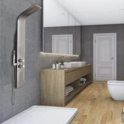 PANNELLO COLONNA DOCCIA CASCATA PIOGGIA UGELLI IDROMASSAGGIO SOFFIONE LUCI LED