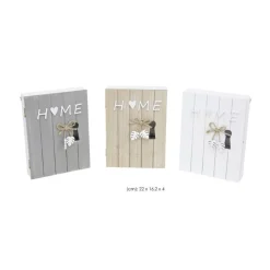 PANNELLO CONTENITORE BOX CASSETTA APPENDI PORTA CHIAVI IN LEGNO HOME CON FIOCCO