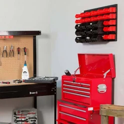 PANNELLO DA PARETE CON 32 BOX CONTENITORI PORTAUTENSILI ORGANIZER PORTA ATTREZZI