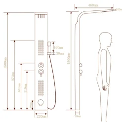 PANNELLO DOCCIA COLONNA CASCATA PIOGGIA UGELLI IDROMASSAGGIO SOFFIONE DOCCETTA