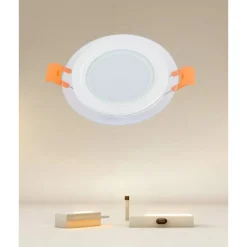 PANNELLO LED DA INCASSO LUCE 3000K-6500K 6W TONDO AM-CR-6 CON BORDO TRAPARENTE 00625