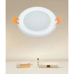 PANNELLO LED DA INCASSO LUCE 3000K-6500K 9W TONDO AM-CR-9 CON BORDO TRAPARENTE 00632