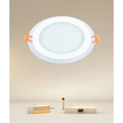 PANNELLO LED INCASSO LUCE 3000K-6500K 12W TONDO AM-CR-12 CON BORDO TRAPARENTE 00649
