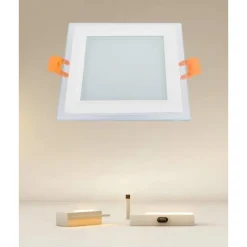 PANNELLO LED INCASSO LUCE 3000K-6500K 9W QUADRATO AM-CS-9 CON BORDO TRAPARENTE 00670