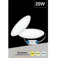 PANNELLO LED INCASSO ROTONDO SLIM PLAFONIERA 20W 3 COLORAZIONE DI LUCE P225A-T3C