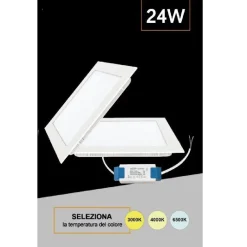 PANNELLO LED QUADRATO DA INCASSO 24 W CON DRIVER CCT 6500K 3000K 4000K P285A-Q3C