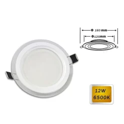 PANNELLO LED SLIM INCASSO BORDO VETRO TONDO 12 W LUCE 6500K 3000K 4000K P-125ET