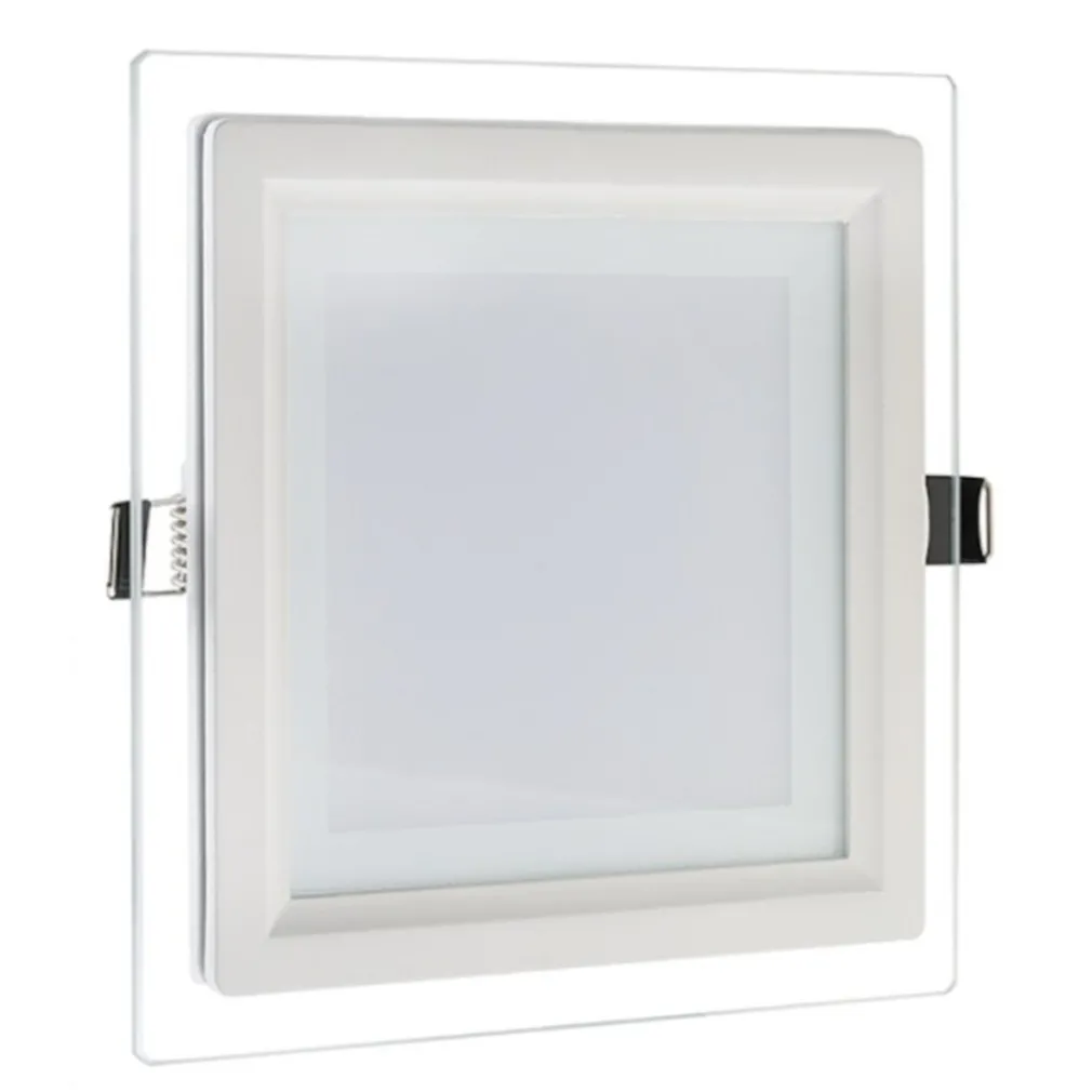PANNELLO LED SLIM QUADRATO INCASSO 24W CORNICE VETRO CCT 3000K 4000K 6500K P205E-Q3C