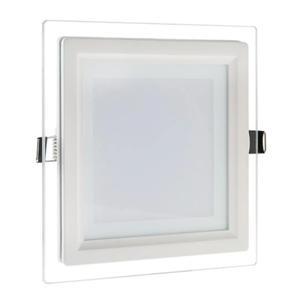 PANNELLO LED SLIM QUADRATO INCASSO CORNICE VETRO 12W CCT 3000K 4000K 6500K P125E-Q3C