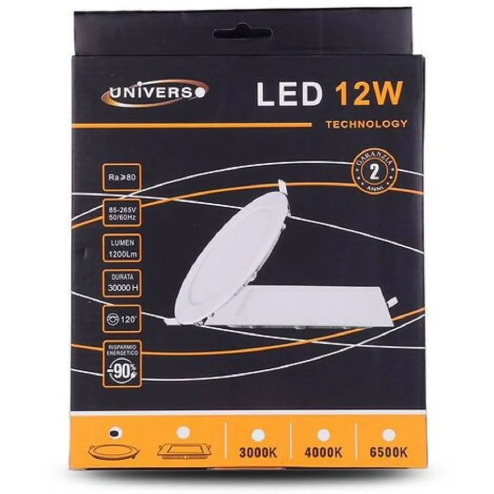 PANNELLO LED SLIM 12W INCASSO ROTONDO IN PVC LUCE CALDO NATURALE FREDDO P155AT
