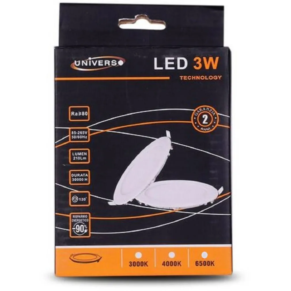 PANNELLO LED SLIM 3W INCASSO QUADRATO IN PVC BIANCO CALDO FREDDO NATURALE P73AQ