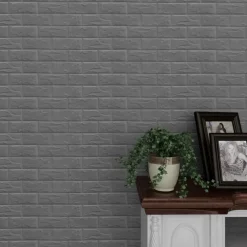 PANNELLO SPUGNA 3D MATTONI GRIGIO ADESIVO PARETI SFONDO CASA MURI 30X60CM