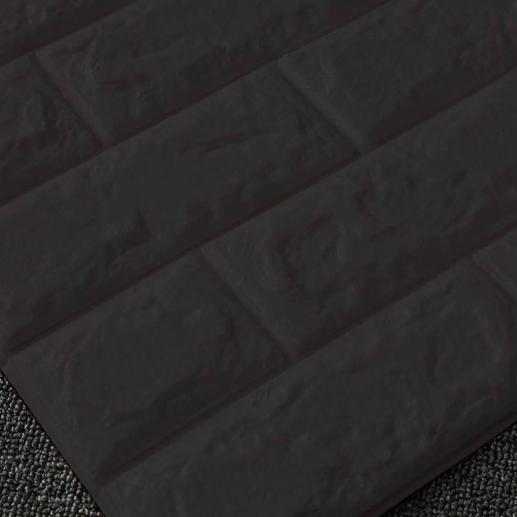 PANNELLO SPUGNA 3D MATTONI COLORE NERO ADESIVO PARETI SFONDO CASA MURI 70X70CM