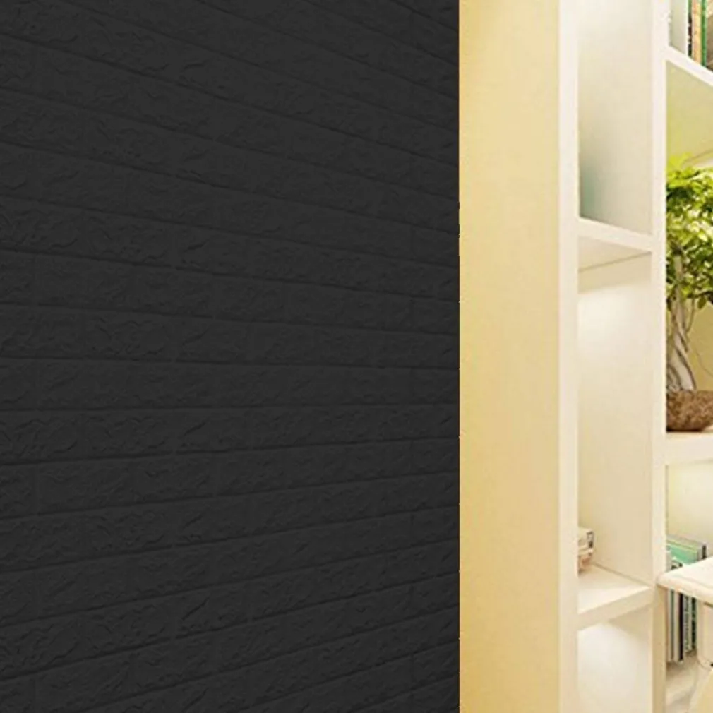 PANNELLO SPUGNA 3D MATTONI COLORE NERO ADESIVO PARETI SFONDO CASA MURI 70X70CM
