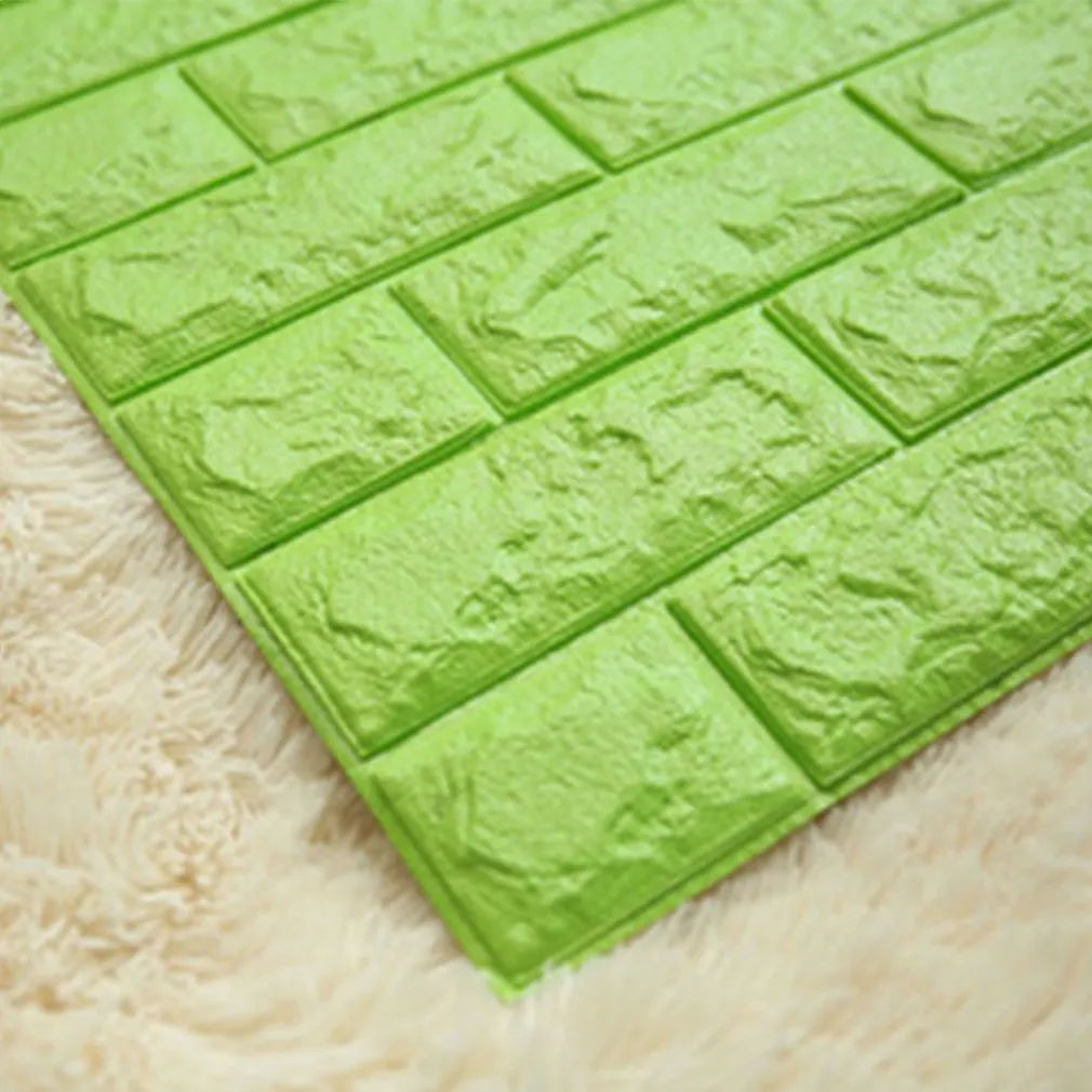 PANNELLO SPUGNA 3D MATTONI VERDE ADESIVO PARETI SFONDO CASA MURI 30X60CM